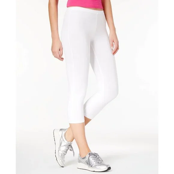HUE White Cotton Capri EDV Leggings Size Medium (8-10) U1798179100 - Picture 1 of 4